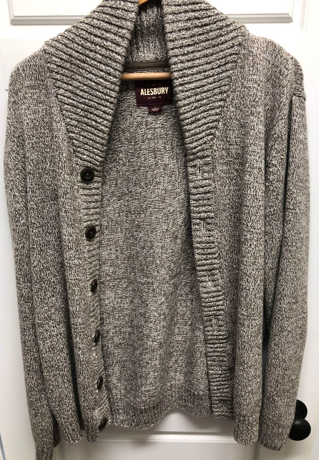 Alesbury Mens Large Sweater Jacket Grey