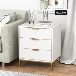 2pcs/Nightstand with 3 Drawers, Modern Wood Night Stand with Storage Drawers, White Bedside Table Sofa End Side Table for Bedroom Dorm Small Spaces,Wh