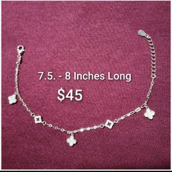 925 Sterling Silver Clover Leaf Women's Bracelet/Brasalete De Trevol De Plata 925 Para Dama