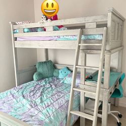 twin bunk bed with desk “like new”