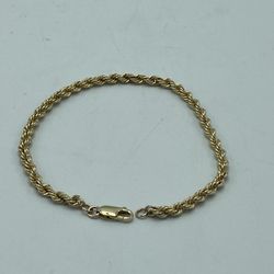 10 KT Yellow Gold Hollow Rope Bracelet 8”