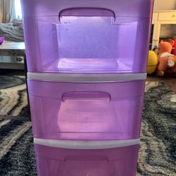 Three Drawers Plastic Pink