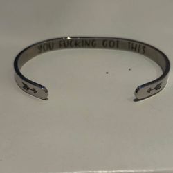 Motivational Silver Cuff Bracelet