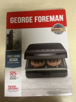 George Foreman 2-Serving Classic Plate Electric Indoor Grill and Panini Press, Black, GRS040B 