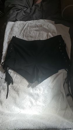 black suede booty shorts