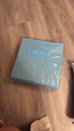 Baby blue 6 Fabric cube storage bins
