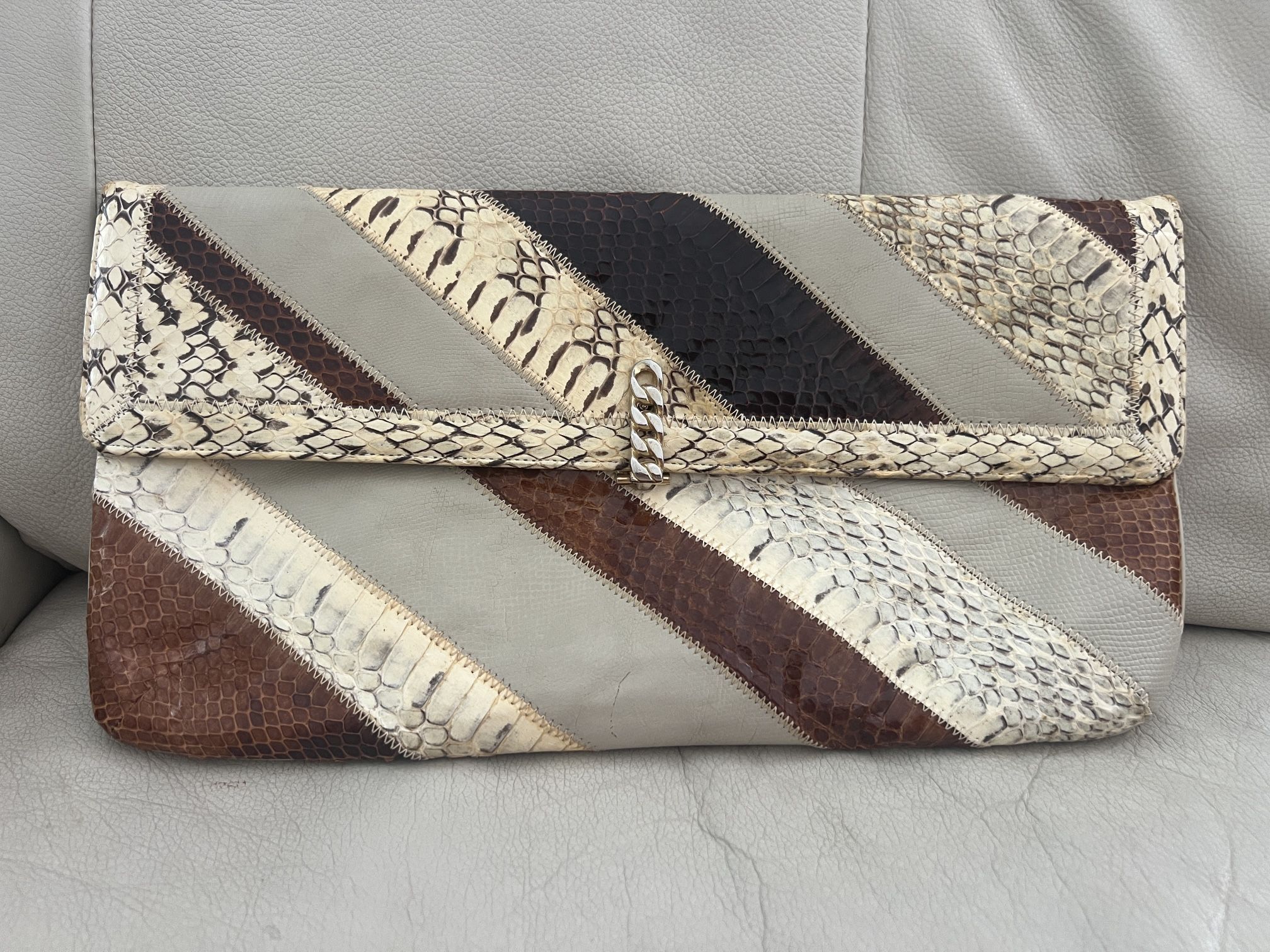 Vintage By CAPRICE Cream and Tan Clutch/ Shoulder Bag.