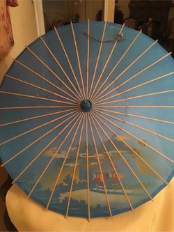 Japanese silk & wooden umbrella
