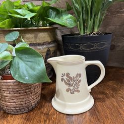 Vintage Pfaltzgraff Creamer Heritage Boho Accent Floral Off White Brown Plant Pot Storage Crock 