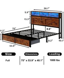 Full Bed Frame with LED