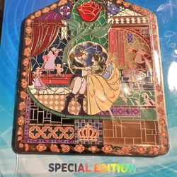 Disney PALM Belle Prince Adam Stained Glass Beauty and the Beast Jumbo LE100 Pin