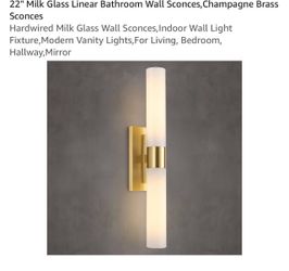 22" Milk Glass Linear Wall Sconce Champagne Brass