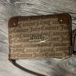brown monogram Juicy Couture small crossbody pouch bag,