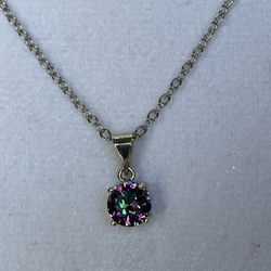 Silver   925 necklace  18”Inches Long  With   Mystic Pendant 