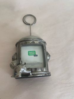 Vintage Kohl’s Fire Hydrant Mini Photo Frame Ornament with Dog Pewter Finish