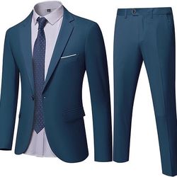 New Men's Slim Fit 2 Piece Suit, Sz-XL For wedding Prom party Tiux One Button Solid Jacket Pants Set
