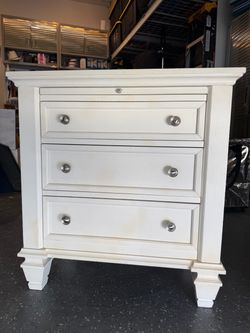 White solid wood nightstand