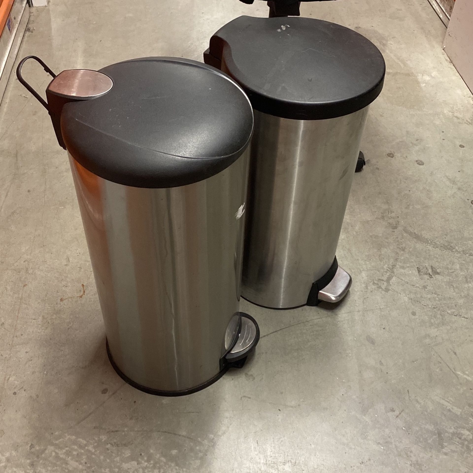 2x Stainless Steel Trash Cans