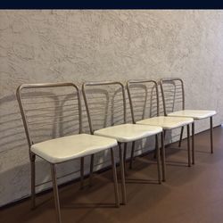 One Set of 4 Vintage White and Brass Cosco "Fashionfold" gateleg folding chairs MCM