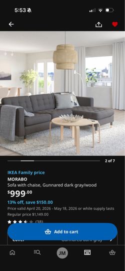 Sofa with chaise ikea Morabo