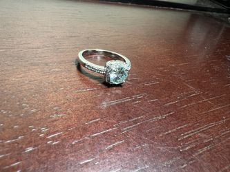 Aquamarine & Moissanite Diamond Engagement Ring