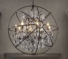 Crystal/Metal Orb Chandelier 