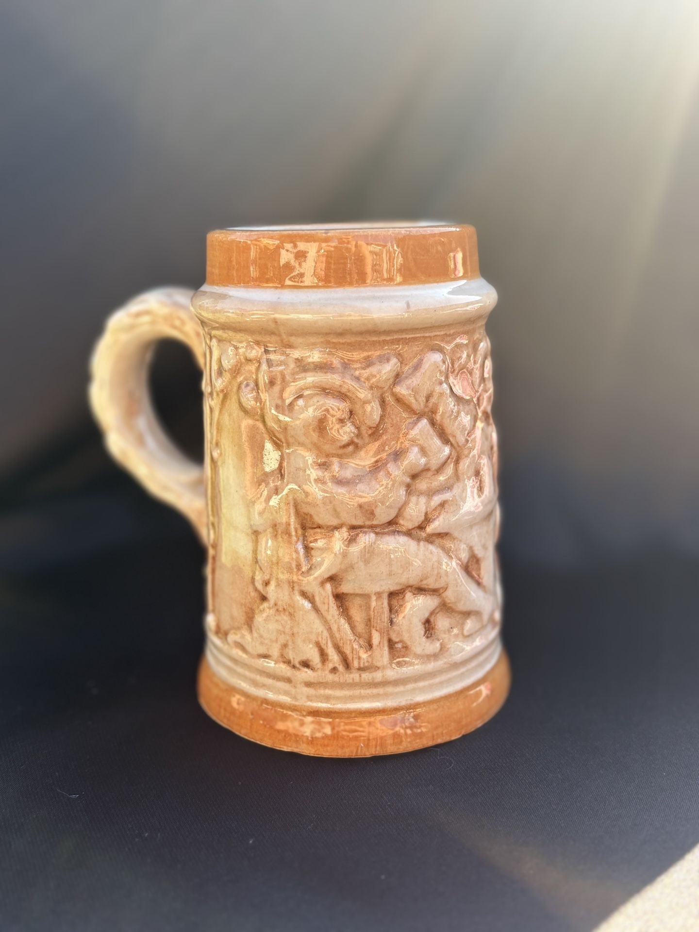 Vintage Pottery Merry Men at an English Pub Stein Mug-Made in Japan