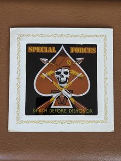 Vintage Carnival Prize Mirror Glass 6x6 Special Forces "Death Before Dishonor"