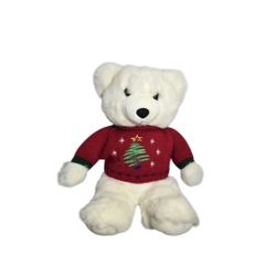 Vtg Holiday Christmas 1999 Plush White Teddy Bear Red Sweater 18"H Kids  Retired