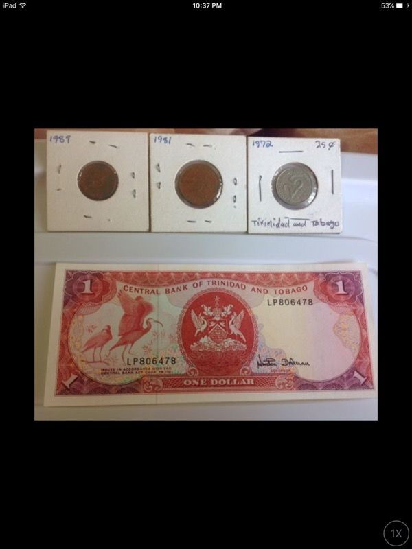 Central Bank of Trinidad and Tobago, Banknote & 3 coins