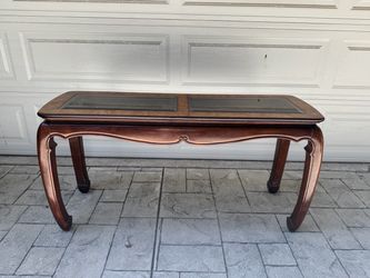 Wood Console Table with Glass Top