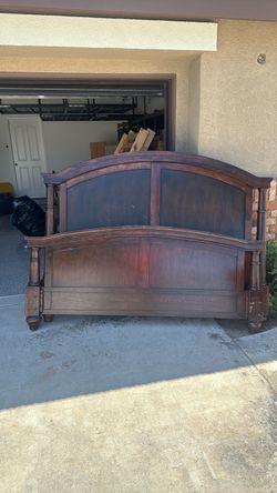 FREE CA king headboard and footboard with matching end tables.