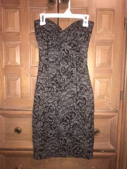 Strapless Gray and Black Dress