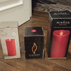 Real Flame Effect Battery Operated Candles Red