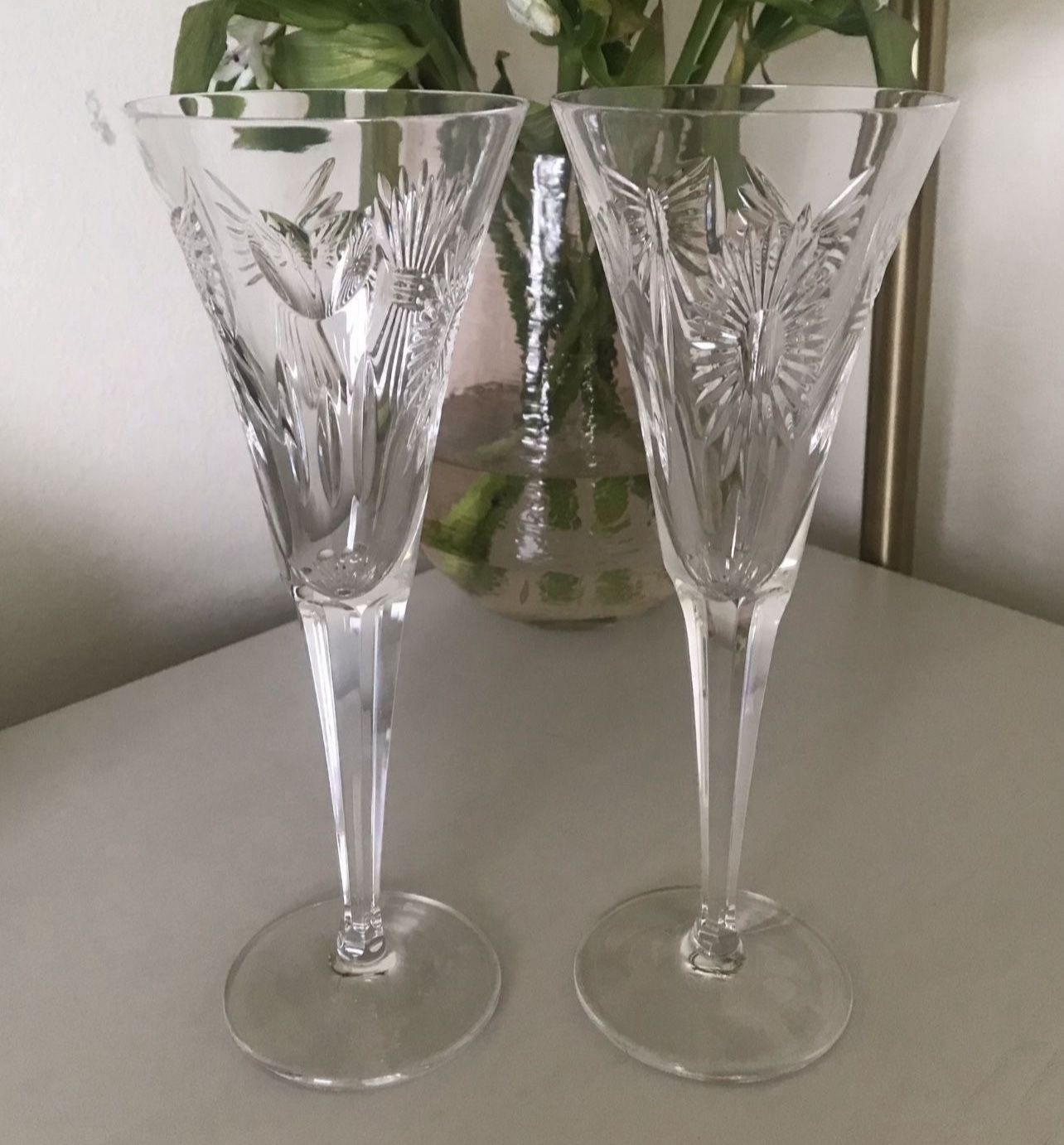 Vintage Waterford Crystal Millennium: 2 "All 5 Toasts" Champagne Flutes, 9 1/4"