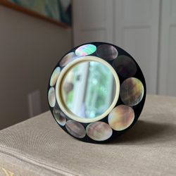 Small Vintage Abalone Shell Compact Mirror ( firm on price )