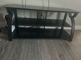 Modern black glass tv stand