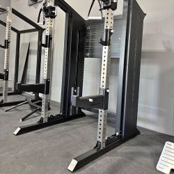 Commercial Half Rack with Functional Trainer Cable Pulley System with 200lb Weight Stacks