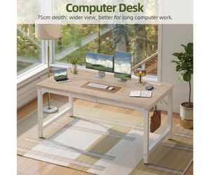 New Computer Office Desk with Power Outlets Extra-Deep 55 x 30 Inch
