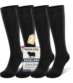 Wool Compression Socks For Women Men 15-20mm High Knee Breatable Socks 