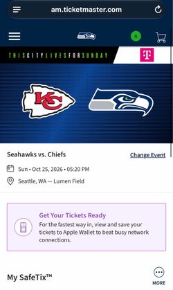 2 Seahawks vs Chiefs Tickets in Section 317 Row R