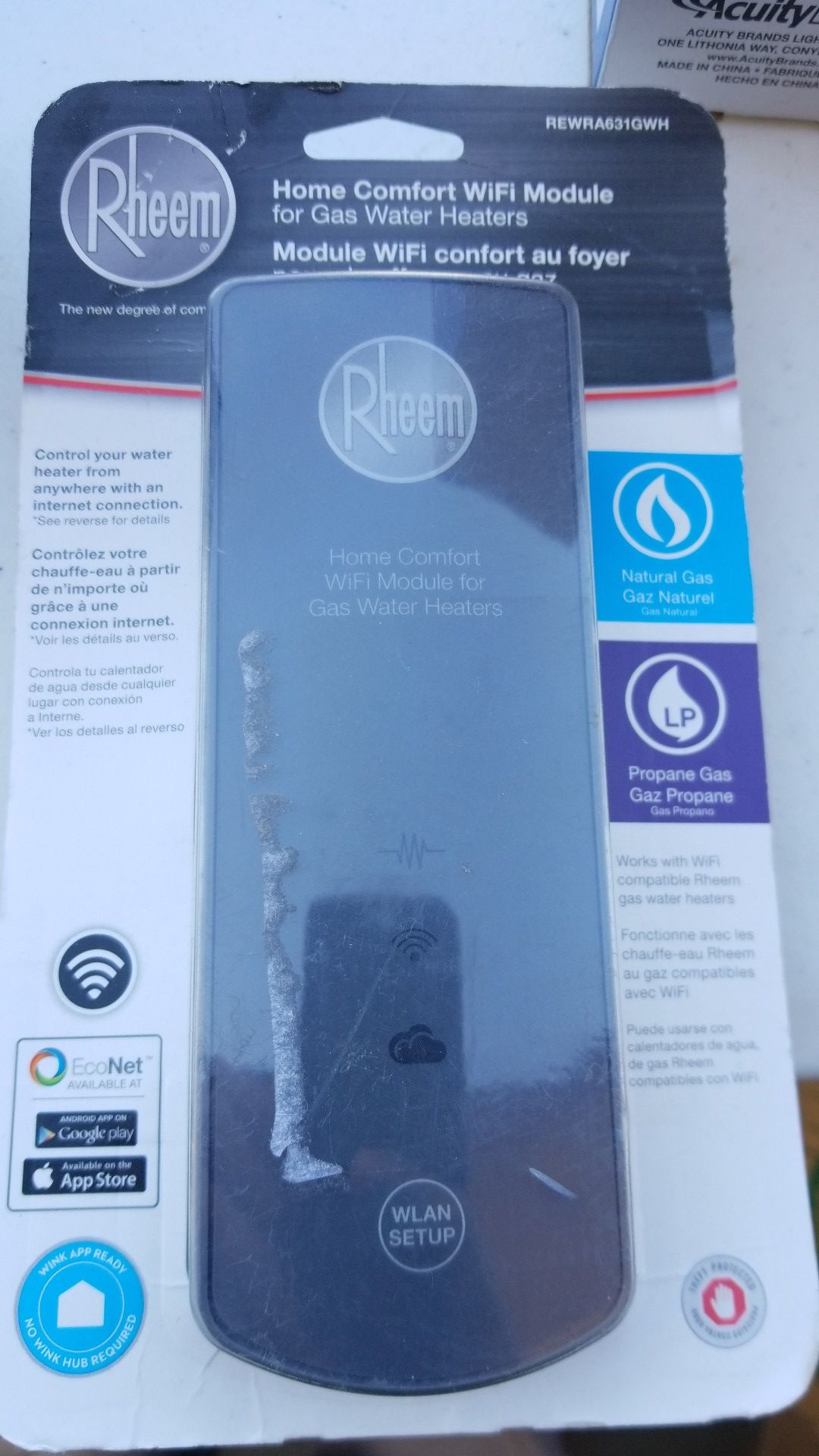 Rheem home comfort WiFi module for gas water heaters