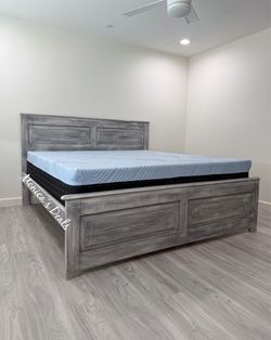 Cal King or King Solid Wood Bed With Memory Foam Mattress $800