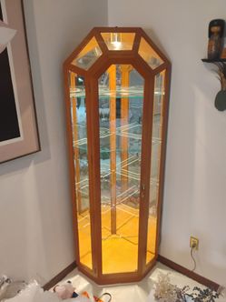 Corner Glass Lighted Curio Cabinet