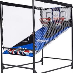 Premium Arcade Cage Basketball Game, black/blue, 80'' x 54'' x 88  