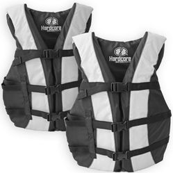 Hardcore Life Jacket 2 Pack Paddle Vest for Adults; Coast Guard Approved Type III PFD Life Vest Flotation Device; Jet ski, Wakeboard, Hardshell Kayak 