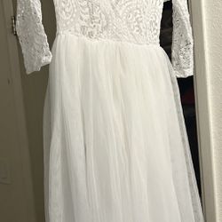 Flower Girl White Lace Tulle Dress 10/12