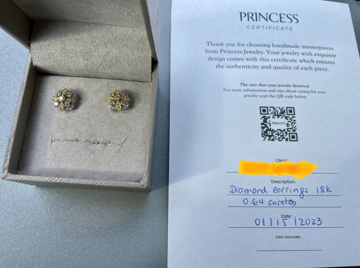 Diamond Earrings. White Gold 18k 0.64 Carats. Certificate Included