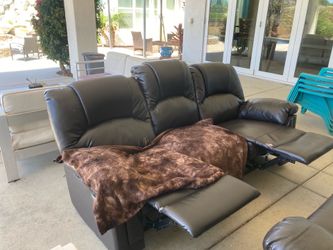 Reclining  leather loveseat and sofa