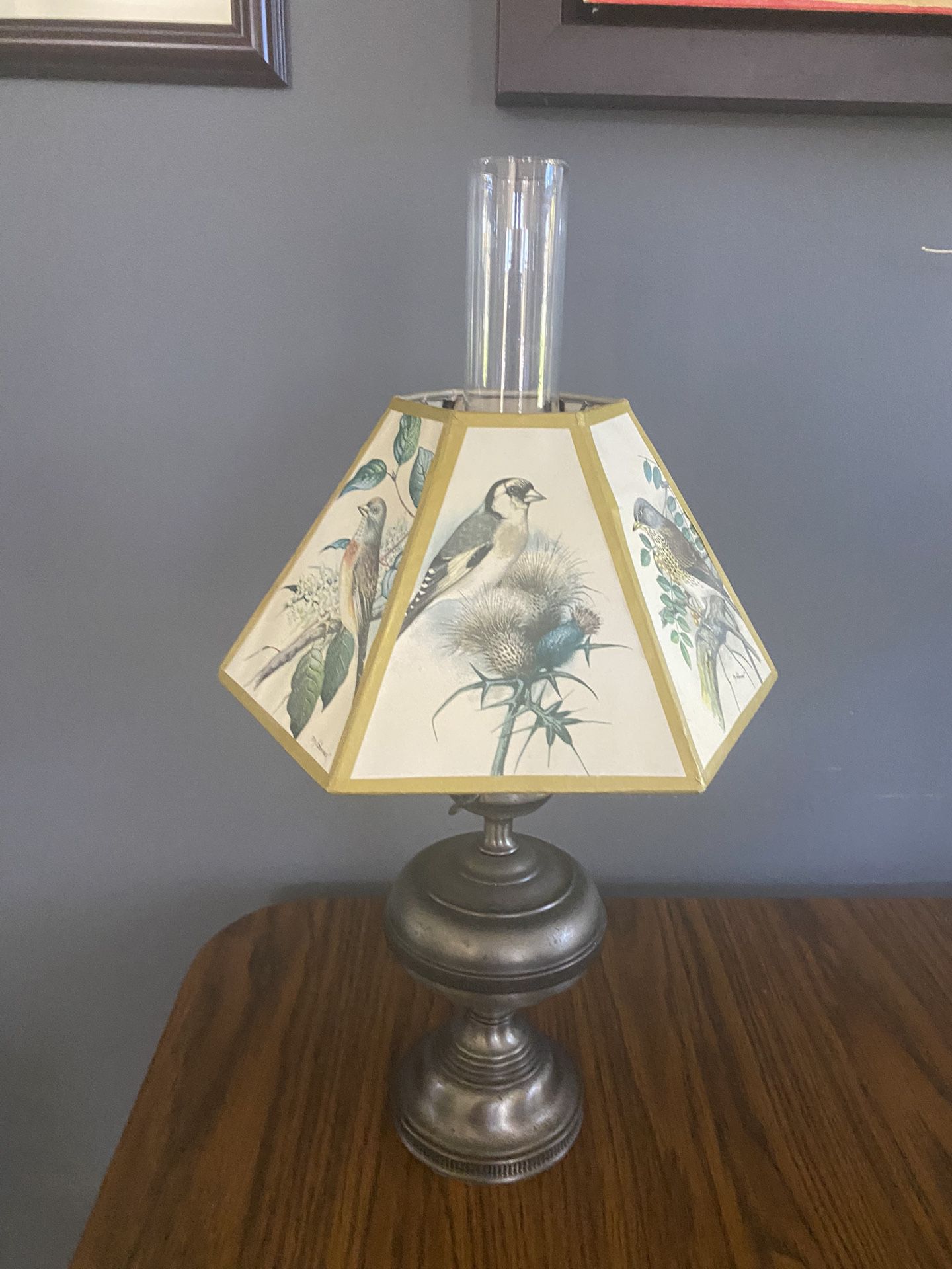 Vintage Glass Electric Oil Table Hurricane Lamp